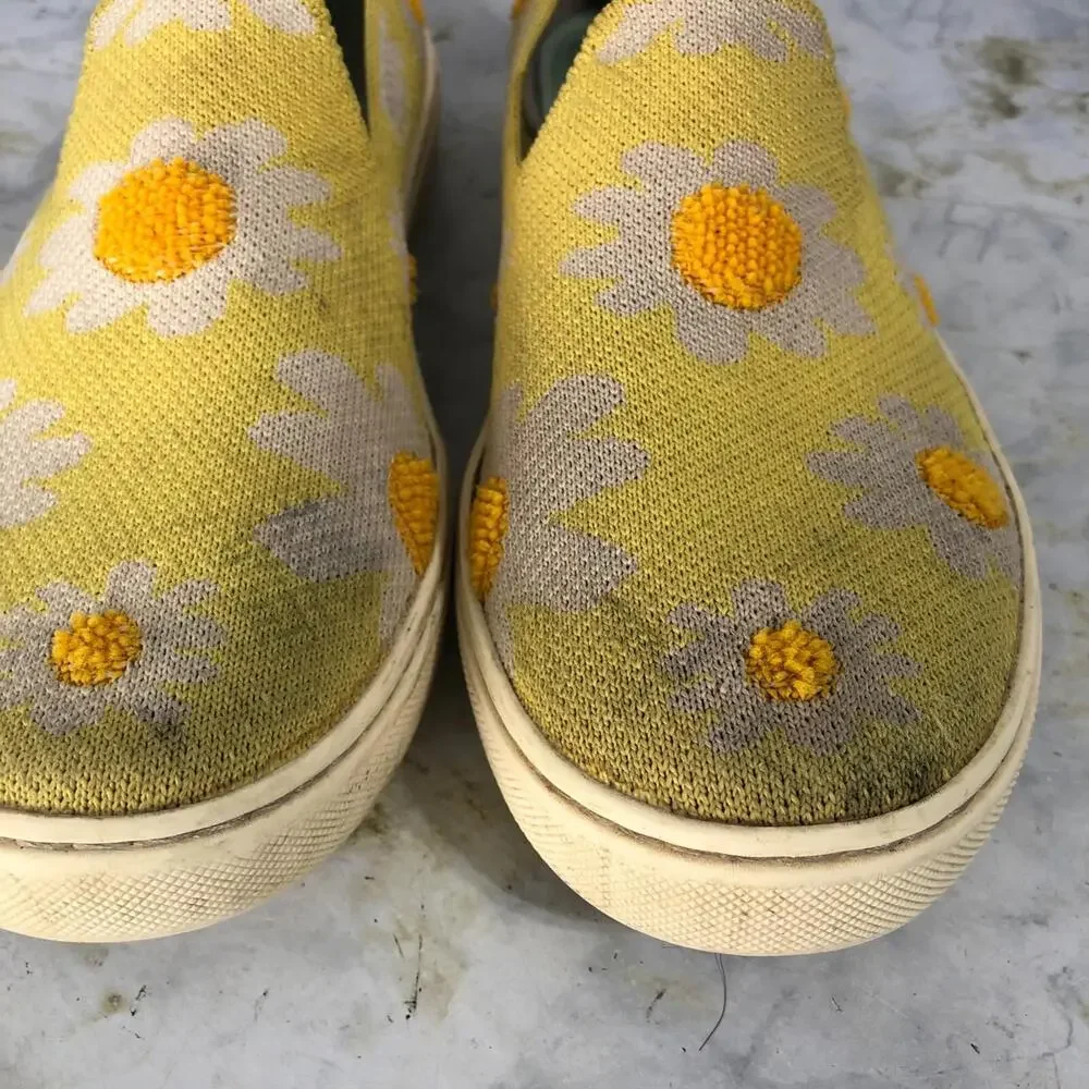 Rothy's The Sneaker Youth Girls Size 4 Shoes Yellow Ivory Orange Floral Low Top - Picture 12 of 15